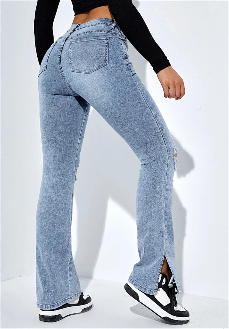 High-Waist Ripped Jeans Damen – Streetstyle trifft Eleganz